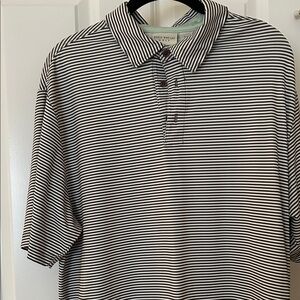 Rorie Whelan Golf Gray and White Striped Polo